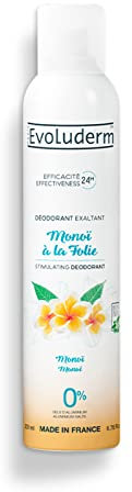EVOLUDERM - Déodorant Exaltant Monoï à la Folie - 200 ml - 0% de Sels d'Aluminium - Végan - Fabrication Française