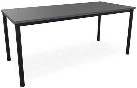 Schreibtisch u. Besprechungstisch mit schwarzem Tischgestell | Konferenztisch Bürotisch Computertisch Mehrzwecktisch Arbeitstisch PC-Tisch Homeoffice-Tisch (anthrazit, 180 x 80 x 77,5 cm)