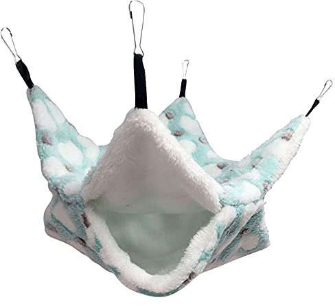 SOBW Hängematte Höhle 2 Ebenen Hängendes Bett Flauschige Hängebett Käfig Kleintierebett Intellektuelles Spielzeug mit Haken for Ratte Chinchillas Totoro Hamster Frettchen Mäuse Nager