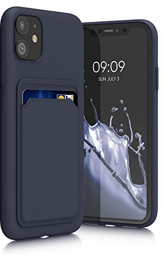 kwmobile Handyhülle kompatibel mit Apple iPhone 11 Hülle - Handy Cover mit Fach für Karten - in Dunkelblau