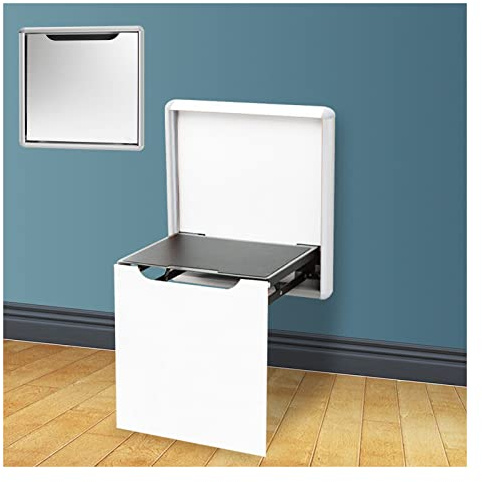 PPGE Home Wand Klapphocker, Duschhocker Klappbar, Duschsitz Klappbar Wandmontage, Bad Klappbank für Senioren, Unsichtbarer Schuhwechselhocker an Der Wand, Belastbar bis 120 kg, (Color:Weiß)