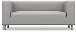 COMFORTLY 2-Sitzer-Sofa-Schonbezug, handgefertigt, kompatibel mit Klippan-Couch, nur Bezüge – (Leinen-Mischungen, Grau / Beige)