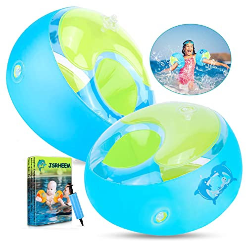 JSRHEEM Brassard Bebe, Brassard Enfant pour Filles Garçons, Brassard Piscine avec Pompe à air, Brassard pour Bebe à partir de 1 à 6 Ans | 11-25kg (Bleu, S)