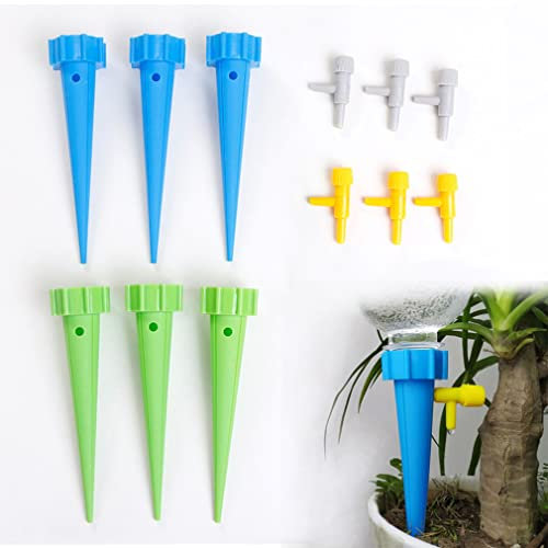 VINUSTO 6 Pièces Goutte à Bouteille, Irrigation Automatique Dispositifs d'Arrosage Ajustable des avec Interrupteur de Soupape, pour Jardin intérieur et extérieur