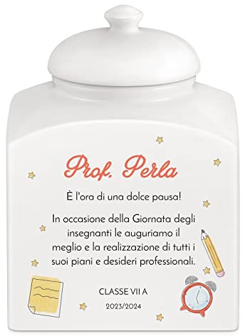 Maverton Biscottiera in ceramica - stampa personalizzata - barattolo da cucina 3 L - protezione ermetica del barattolo per dolci - pensiero speciale per la donna - stelline