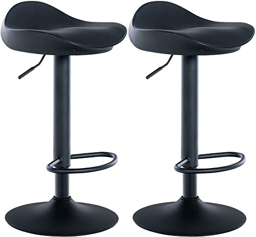 CLP 2er Set Barhocker Alisson - Höhenverstellbar Mit Fußstütze 360 Grad Drehbar - Tresenhocker Ergonomisch | Farbe schwarz