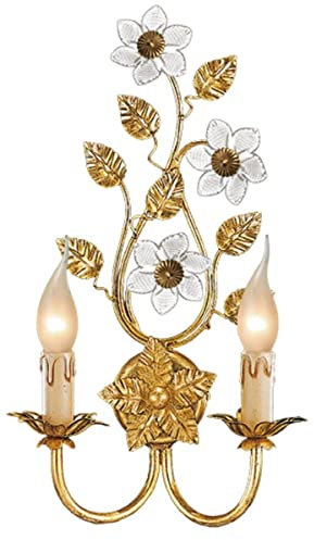 Casa Padrino Luxus Barock Doppel Wandleuchte Gold mit Patina 25 x 11 x H. 43 cm - Elegante Barockstil Wandlampe mit edlem Murano Glas - Barock Leuchten - Luxus Qualität - Made in Italy