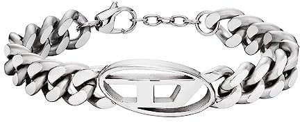 DIESEL Armband für Männer, Edelstahlkettenarmband, Länge: 198mm+18mm, Breite: 32mm, Höhe: 15.5mm, DX1432040