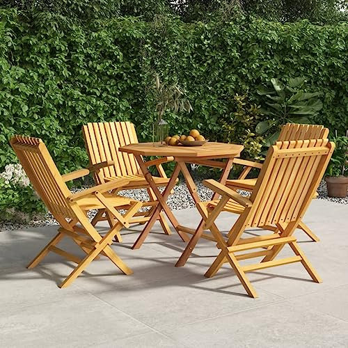ZEYUAN 5-TLG. Garten-Essgruppe Massivholz Teak, Gartenmöbel Set, Terassenmöbel Außen, Möbelsets, Balkonset, Garden Furniture, Balkonmöbel Set, Essgruppe, Tisch- Und Stuhl Set, Garden Lounge,