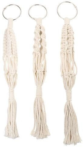 Happyyami Hanging Plant Baskets Set of 3 Plant Flower Hanger Basket Macrame Planter White Cotton Rope Hanger Hooks