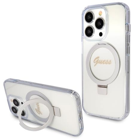 Guess iPhone 15 Pro Max Back Cover case Compatible with Magsafe and iPhone 15 Pro Max Script Logo - Apple iPhone pro max (Transparent)