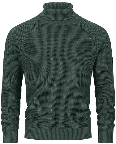 Indicode Herren INHarlan Feinstrick Pullover mit Rollkragen aus Baumwolle | Klassischer Feinstrickpullover aus Baumwolle mit Rollkragen, Herrenpullover, Strickpullover, Freizeitpullover für Männer