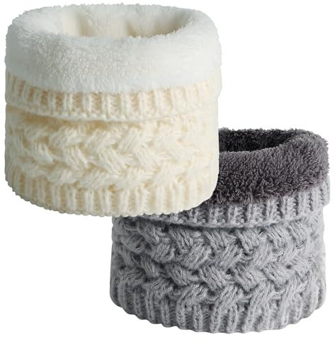 CESHMD 2 Stück Loop Schal Damen Winter, Fleece Halswärmer Schal Damen Winter, Gestrickt Schlauchschal für Outdoor Sport für Damen Herren Kinder