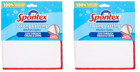 Spontex Long Lasting Kitchen Cloths, Pack of 4