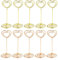 Tischnummernhalter, herzförmig, Tischnummernständer, Tischkartenhalter, Mini-Draht, Tischkartenhalter, Bild, Fotohalter, Clips für Tafelaufsätze, Hochzeit, Party, Memo, Menüständer (Gold + Roségold)