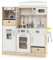 COSTWAY Kids Play Kitchen, Wooden Pretend Cooking Playset with Adjustable LED Lights, Removable Fabric Bins, Microwave Oven, Coffee Maker and Abundant Accessories, Toddler Chef Toy Set for Boys Girls