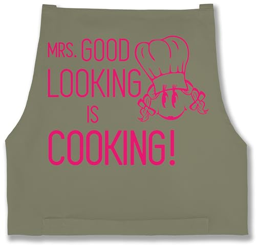 Shirtracer Schürze - Kochschürze - Damen 1 - Mrs. Good Looking is cooking - 85x69 - Sage Grün - köchin geschenk küchenschürze koch mrs kochschürzen herrenschürze für die küche kochschuerze küchen