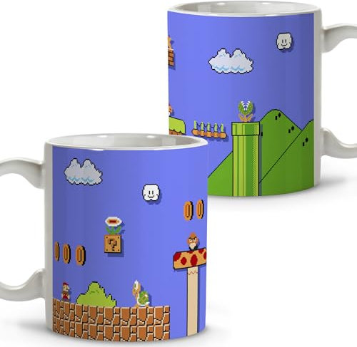 LolaPix Set up gaming. Tazas originales para regalar. Taza personalizada. Taza cerámica 330 ml. Regalos frikis. Accesorios gaming. Taza Mario Bros