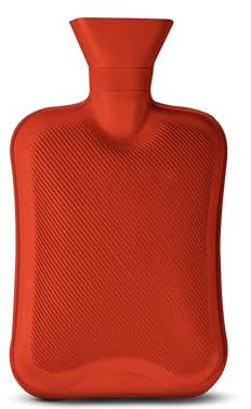 Primes DIY Hot Water Bottle, 1 Litre Classic Rubber Hot Water Bag for Menstrual Cramps, Feet Warmer, Shoulders Pain Relief, Neck, Back & Cosy Nights, Hot and Cold Therapy (Red)