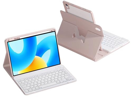 HLTOOP Coque Clavier pour Xiaomi Pad 5/5 Pro 11 Pouces, AZERTY Français, Étui Magnétique Rotatif À 360° avec Amovible Clavier Bluetooth sans Fil,Rose