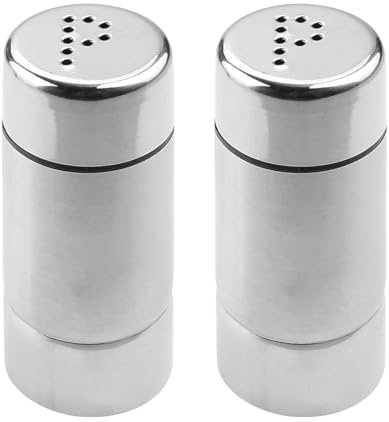 GLADFRESIT Salt and Pepper Shaker 2PCS Stainless Steel Kitchen Seasoning Jar Pots Set Barbecue Bottle for Kitchen BBQ Restaurant Camping Dining Table