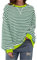 Gestreiftes Oversize-Sweatshirt für Damen Gestreifter Color Block Rundhals Langärmelig Lässig Lose Pullover Leicht Basic Tshirt Frauen Farbblock Langarmshirt Y2K Kleidung Long Sleeve Ribbed Neck Tops