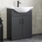 Affine® 650mm Vanity Unit Basin Sink Bathroom Storage Cabinet Cupboard Freestanding, Single Tap Hole Ceramic Wash Basins, Soft Close Door, Matt Black