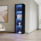YESGIGA Hochglanz-Vitrine mit LED-Beleuchtung, 3 Glasböden, 55 * 38 * 166 cm, Vitrinen, Standvitrinen, Hochschränke, Lagerschränke (Schwarzer)