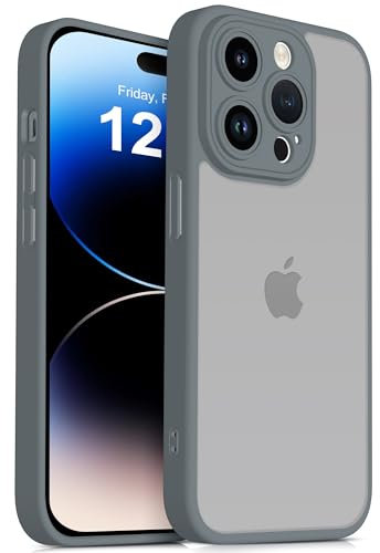 Mootobo Compatible with iPhone 14 Pro Max Case with Lens Protection, Shockproof Military-Grade Protection, Anti-Scratch Matte Back Slim Phone Case 6.7 inch, Gray