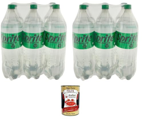SPRITE DRINK ZERO FLASCHE Zitronengetränk Limette 1,5Lt kohlensäurehaltiges Getränk alkoholfreies Getränk zuckerfrei soft drink 12 X 1,5 LT + Italian Gourmet polpa 400g