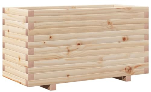 vidaXL Pflanzkübel, Blumenkübel mit Holzrahmen, Blumenkasten für Terrasse Garten, Pflanzkasten Hochbeet Pflanzgefäß, Massivholz Kiefer