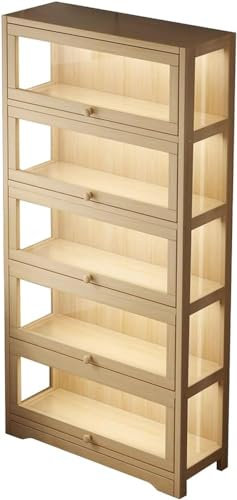 Curio Vitrine mit 5 Ebenen, Aufbewahrungsregale mit Acrylglastür, Vitrinen für Sammlerstücke, Aufbewahrungsschränke und Bücherregal für Spielzimmer, versiegelt, staubdicht, Ea (Größe: 60 x 29 x 172