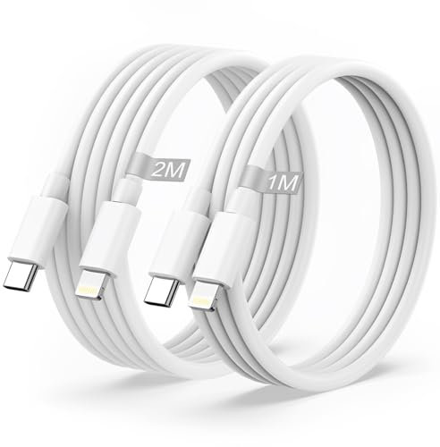 Jogrytece Cavo per iPhone Caricabatterie USB C a Cavo iPhone Lightning 2Pack 1M+2M [certificato MFi] Cavo di ricarica rapida di tipo C Power Delivery per iPhone 14/13/12/11/XS/XR/X/8/iPad