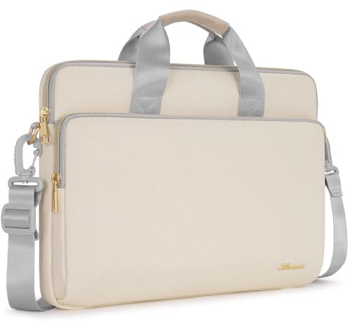 KIZUNA Laptop Sleeve Case 13 Inch Shoulder Bag Computer Handbag for 13.6 New MacBook Air M2/MacBook Pro 14 M2 Pro M1 MAX/14 ThinkPad X1 Carbon/Yoga C740 S740 C930/IdeaPad Flex 5i/Dell,Beige