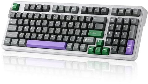 YUNZII B98 Wireless Mechanical Keyboard, Hot Swappable Custom Gaming Keyboard with Numpad, Pre-lubed Linear Switches,Gasket Mounted RGB Keyboard for Win/Mac/Android/iOS (grey, cocoa cream v2)