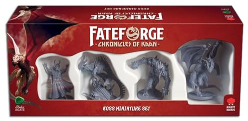 Mighty Board s:Fateforge Chronicles of Kaan: Boss Miniatures Set - 4 unlackierte Figuren, Brettspiel-Upgrade, Erweiterungszubehör, Co-Op Adventure
