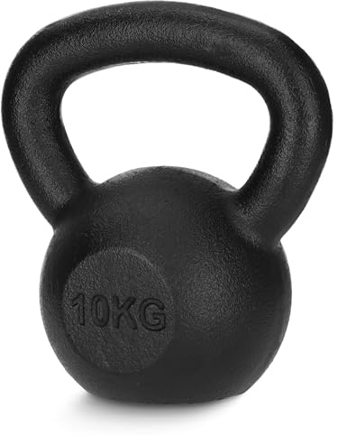 4FIZJO Kettlebell aus Gusseisen, Schwunghantel für Fitness, Kraft und Ausdauertraining, Kugelgewicht, Rundgewichte für Zuhause, Turnhalle, Gewichte Bodenschonende - Kugelhantel, Farbe: Schwarz