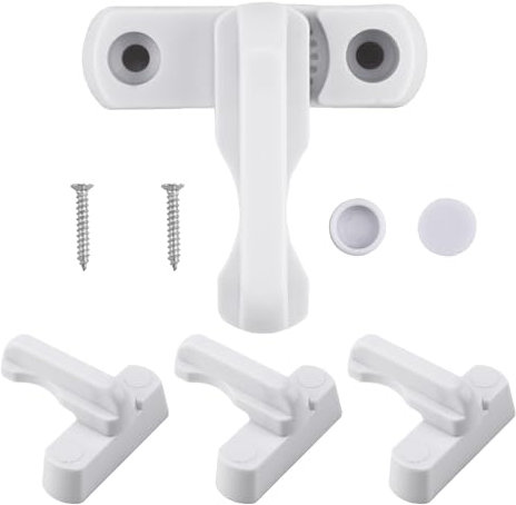 Set di 4 Serrature di Sicurezza per Finestre e Porte in Lega di Zinco, Blocca Finestra Sash Jammer, Limitatore di Apertura per la Sicurezza dei Bambini, Adatto per PVC-U e Legno/Composito
