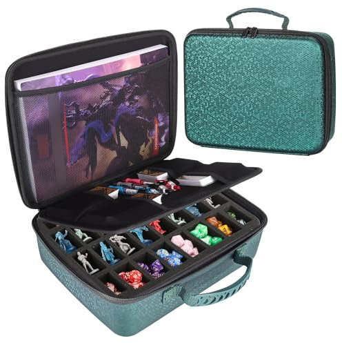 Mumlicha RPG Reisetasche Kompatibel mit Dungeons and Dragons Miniaturen, DND Miniaturen Aufbewahrung, Würfeletui für DND Würfel Set, Miniature Storage Travel Bag Kompatibel mit Warhammer 40k (Grün)