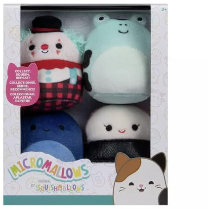 Micromallows SQMM0064-4er-Pack, superweiche Mini-Squishmallows, 6.5 cm Plüschfiguren