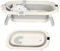 OHMG Bañera Bebe, Bañera Plegable Bebé, Bañera Bebé Con Termómetro Digital, Cojín De Baño, Bañera Bebe Plegable, Compacta Portátil Con Bandeja De Almacenamiento (B-Gris-43 x 71 x 18,5 cm)