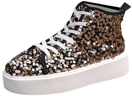 Hanraz sneaker bunt damen, Glitzer Schuhe Damen Pailletten Bequem Sportschuhe Glitzer Chucks Plateau Sneaker Festliche Ausgefallene Glitzerstiefel Lackschuhe Y2k Pailletten Glitzerschuhe