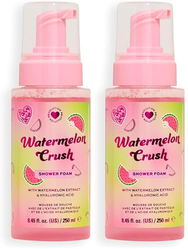 I Heart Revolution Watermelon Crush Shower Foam, Duschschaum mit Hyaluronsäure & Wassermelonenextrakt, Vegan & Tierversuchsfrei, 250ml (Packung mit 2)