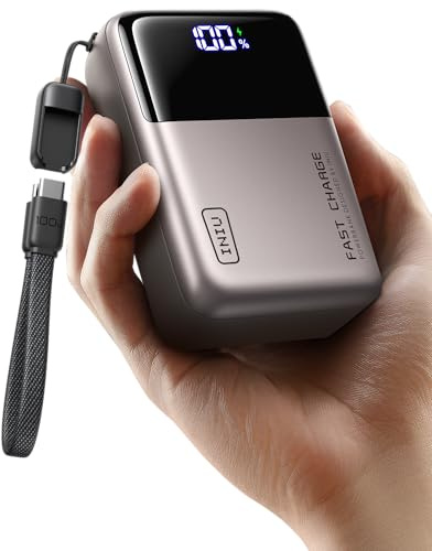 INIU Mini Laptop Power Bank, 100W 25000mAh Fast Charging Portable Charger | Detachable USB C Cable, Flight-Safe, Travel Essential, Smallest Laptop Powerbank for iPhone 17 16, Metallic Coffee
