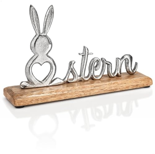 com-four® Deko-Aufsteller Ostern, Schriftzug aus Metall | 23 cm lang - Metall-Oster-Dekoschrift zum Hinstellen - moderne Osterdekoration für Tisch und Komode