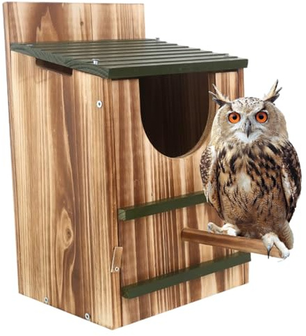 Eulenhaus, Vogelhäuser aus Holz für den Außenbereich, Eulen-Nistkasten mit Standstange, einfache Montage erforderlich
