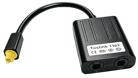 Répartiteur Fibre Optique Toslink, Diviseur Optique 1 en 2, Audio SPDIF 1 Entrée vers 2 Sorties 0,25 m TV, Lecteur DVD, Amplificateur, Barre Son Home Cinéma, Adaptateur Audio Numérique Plug Play, Noir