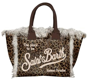 Saint Barth Mc2 Donna Borsa A Mano VANI001-Sand Leopard Cotone Marrone Taglia Unica