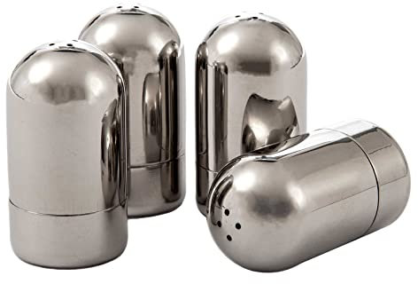 SIDCO Salz- und Pfefferstreuer Edelstahl 4 x Mini Salzstreuer Pfefferstreuer silber