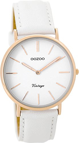Oozoo Vintage Damenuhr Lederband 36 MM Rose/Weiss/Weiss C9316